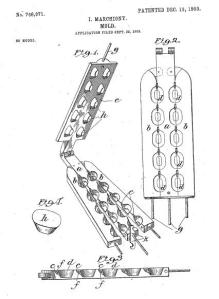 This diagram is from Marchiony's 1903 patent application, illustrating his ice cream cup mold