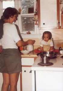 1 yr old Mary on Kitchen Counter-1990