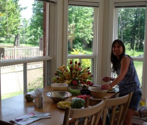 Mary with Fruit Sculpture